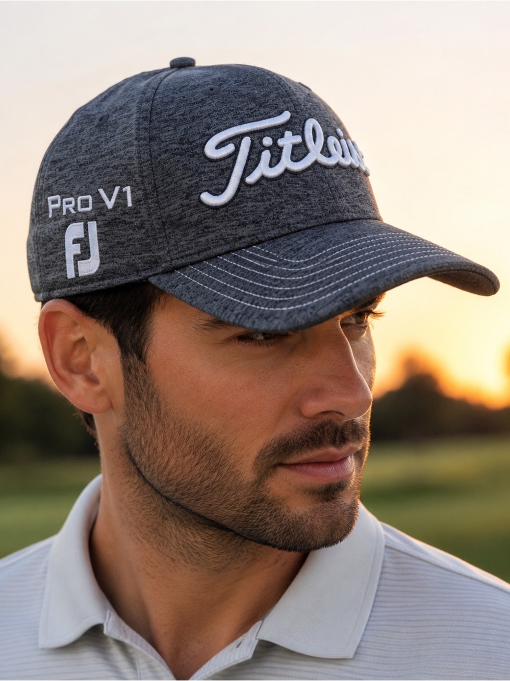 Titleist Pro V1 Golf Hat Charcoal Gray Stretch Fit Performance Cap FootJoy L/XL